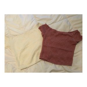 Pastel pink and white crop top